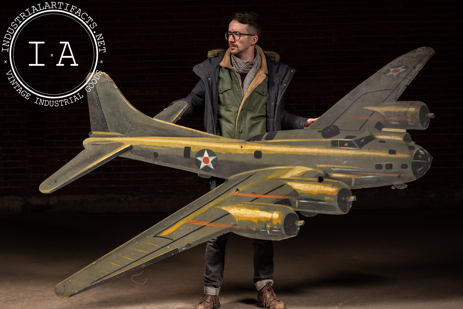WWII-Era U.S. Army Air Corps Bomber Masonite Wall Display Cutout