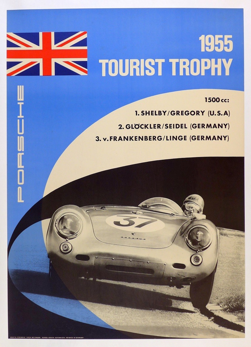 Porsche 1955 Tourist Trophy ORIGINAL poster & archival linen mounted Porsche 1955 Tourist Trophy ORIGINAL poster & archival linen mounted