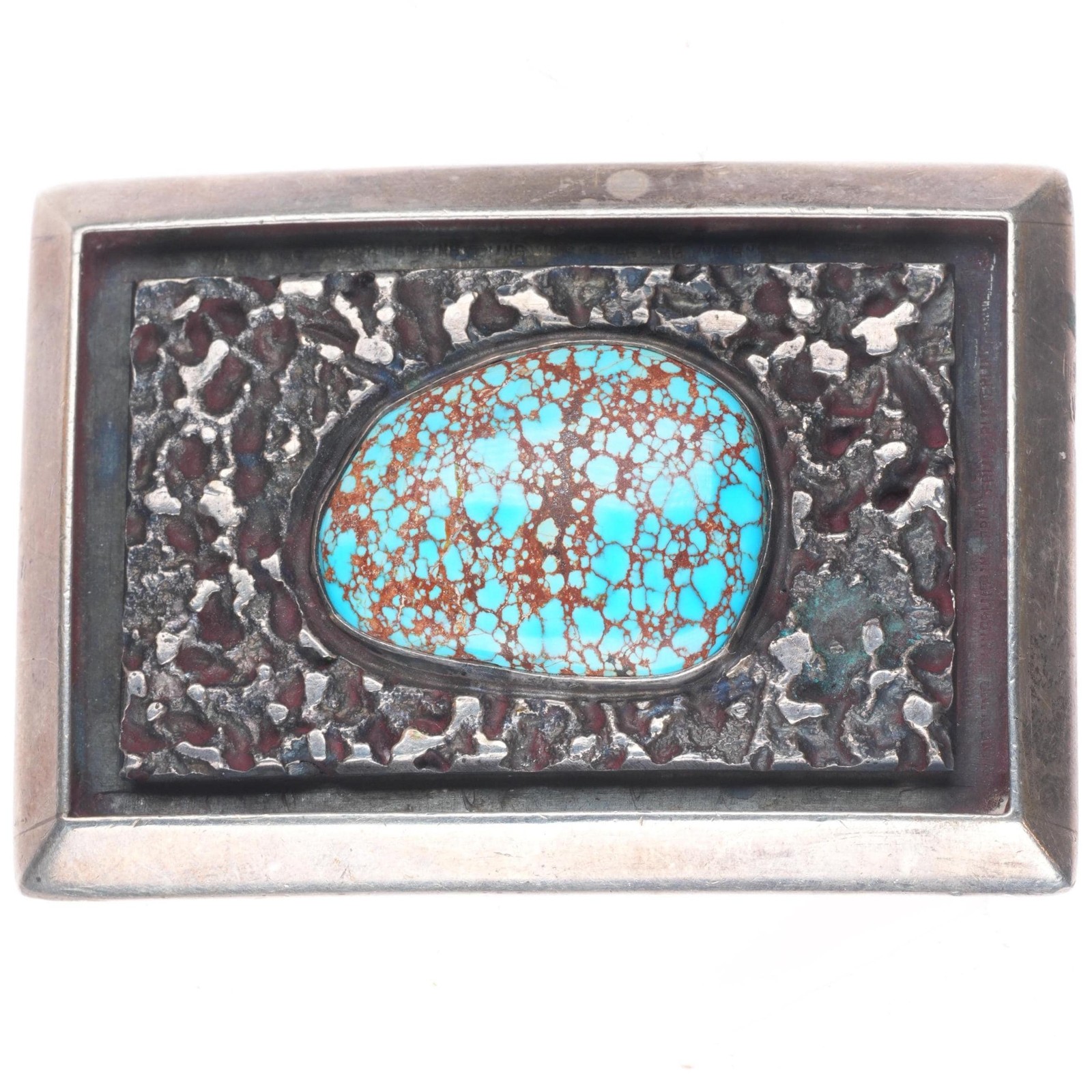 c1950 Frank Patania Sr-Thunderbird Shop sterling silver #8 turquoise belt buckle c1950 Frank Patania Sr-Thunderbird Shop sterling silver #8 turquoise belt buckle
