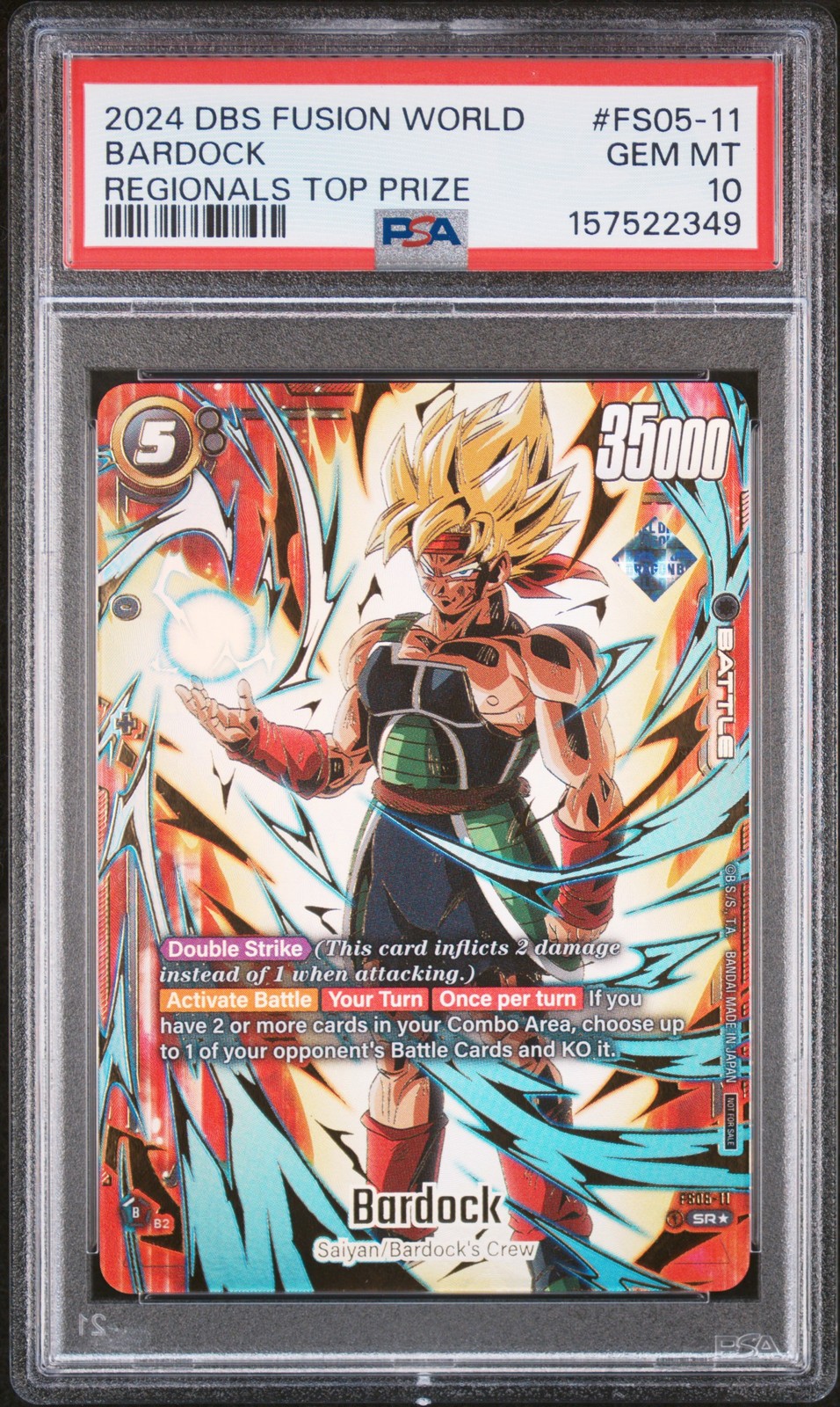 2024 DBS CARD GAME FUSION WORLD REGIONALS TOP 32 PRIZE #FS05-11 BARDOCK PSA 10