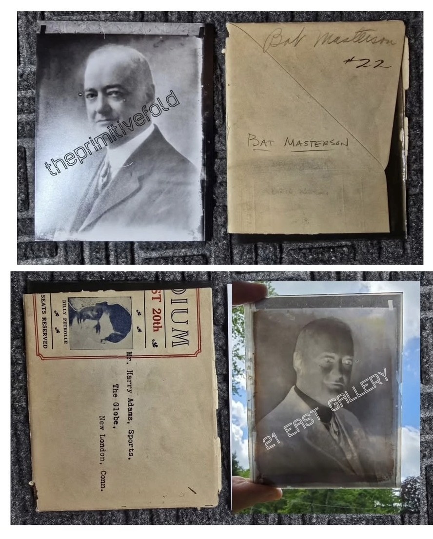 BAT MASTERSON PHOTOGRAPH GLASS NEGATIVE NY CT DEPUTY W WYATT EARP DODGE CITY KS BAT MASTERSON PHOTOGRAPH GLASS NEGATIVE NY CT DEPUTY W WYATT EARP DODGE CITY KS