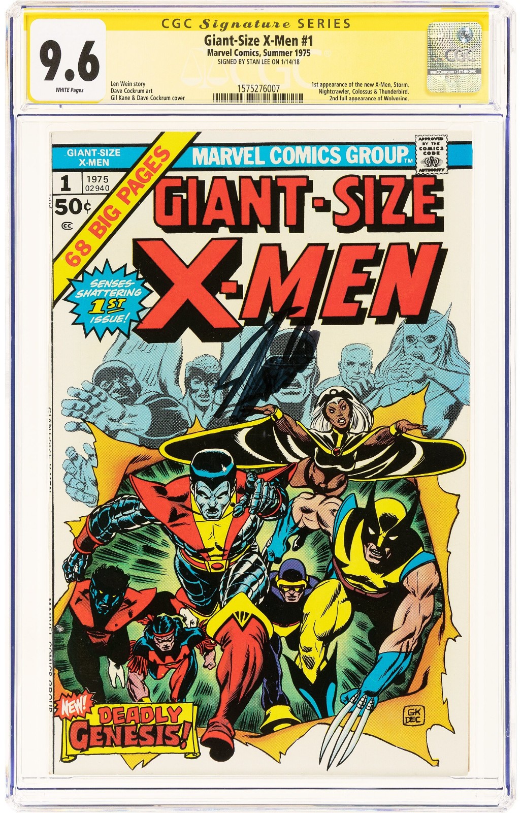 Giant-Size X-Men #1 CGC 9.6 Stan Lee Signatureš„Centeredš„USAš„WHITE R10 157 cm Giant-Size X-Men #1 CGC 9.6 Stan Lee Signatureš„Centeredš„USAš„WHITE R10 157 cm