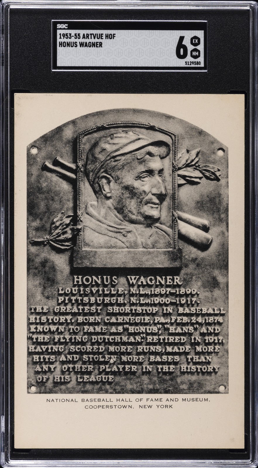 1953-55 ARTVUE HOF POST CARD HONUS WAGNER SGC 6 1953-55 ARTVUE HOF POST CARD HONUS WAGNER SGC 6