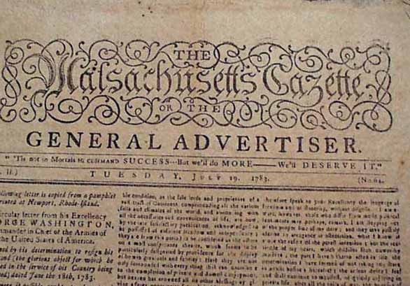 Gen. GEORGE WASHINGTON Circular Letter Continental Army Rev. War 1783 Newspaper 