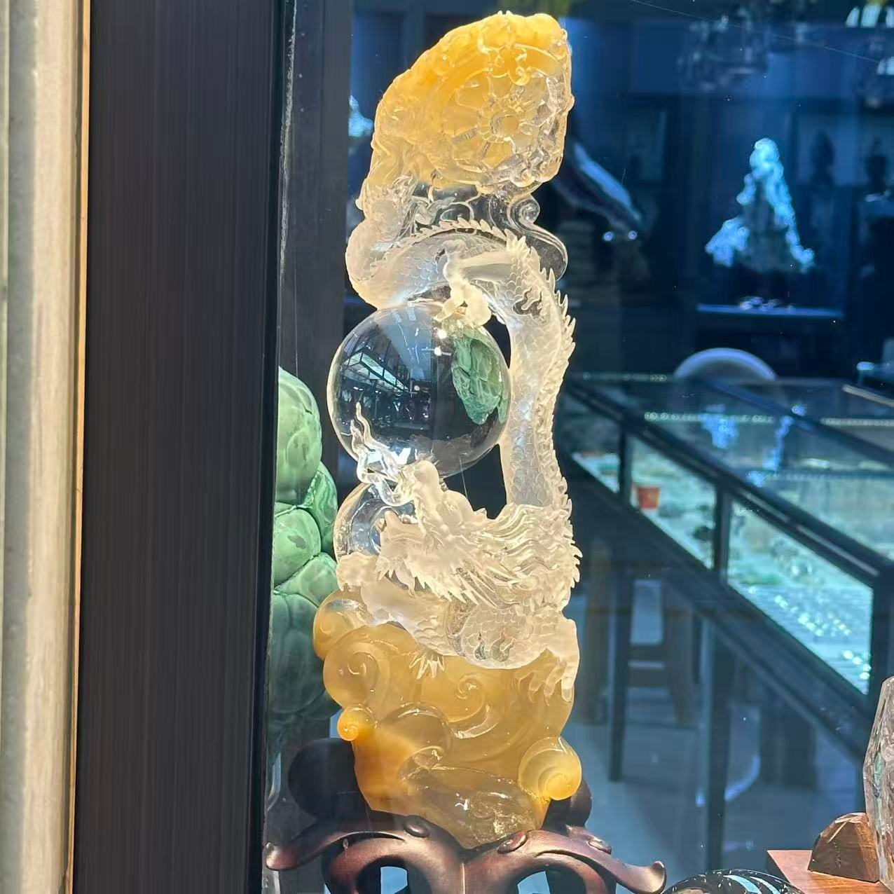 11LB Natural Yellow rabbit fur crystal Quartz Carved dragon Reiki Decor+Stand 11LB Natural Yellow rabbit fur crystal Quartz Carved dragon Reiki Decor+Stand