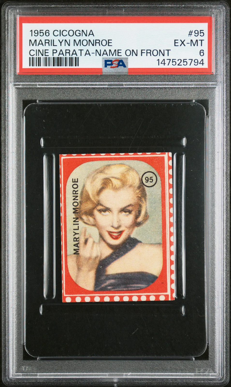 MARILYN MONROE 1956 Cicogna Cine Parata Red Film #95 PSA 6 POP 1. RARE MARILYN MONROE 1956 Cicogna Cine Parata Red Film #95 PSA 6 POP 1. RARE