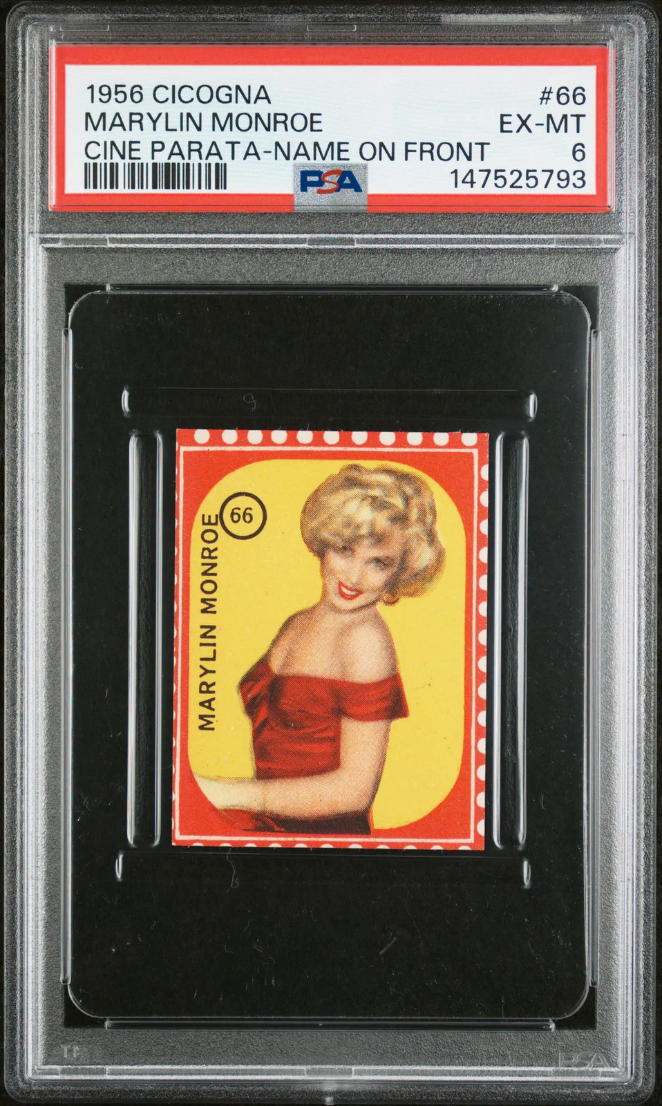 MARILYN MONROE 1956 Cicogna Cine Parata #66 PSA 6 POP 1 VERY RARE MARILYN MONROE 1956 Cicogna Cine Parata #66 PSA 6 POP 1 VERY RARE