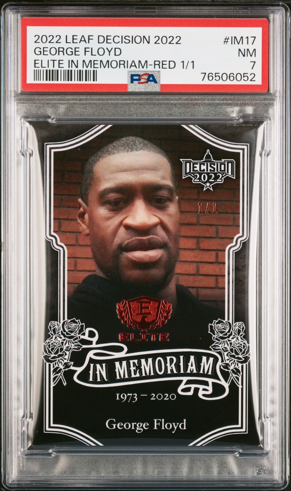 George Floyd 2022 Leaf Decision In Memoriam Premium #IM17 RED FOIL 1/1 PSA 7 George Floyd 2022 Leaf Decision In Memoriam Premium #IM17 RED FOIL 1/1 PSA 7