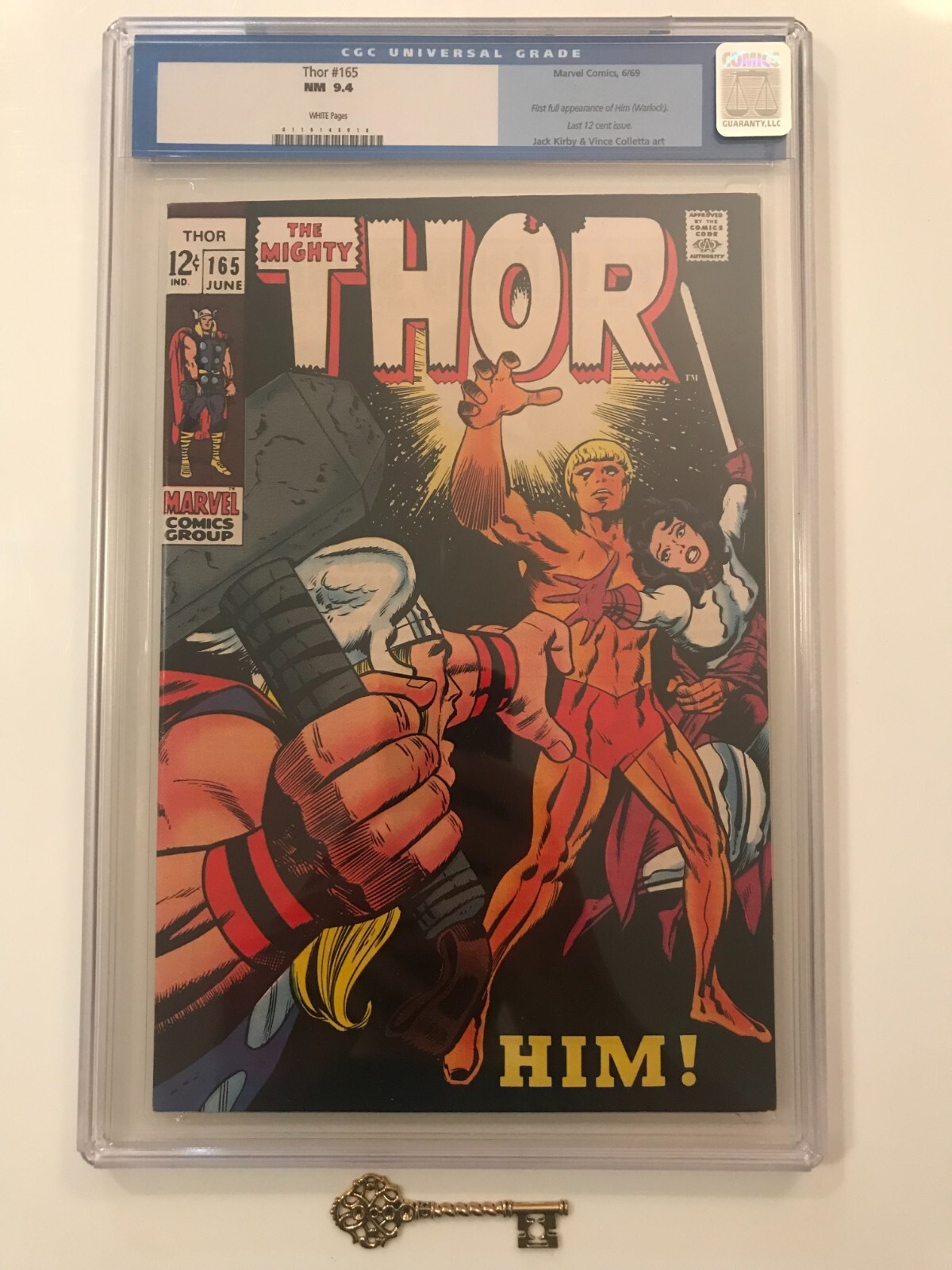 Thor #165 CGC 9.4 WHITE Pages -- 1ST FULL WARLOCK GOTG Avengers MCU Key