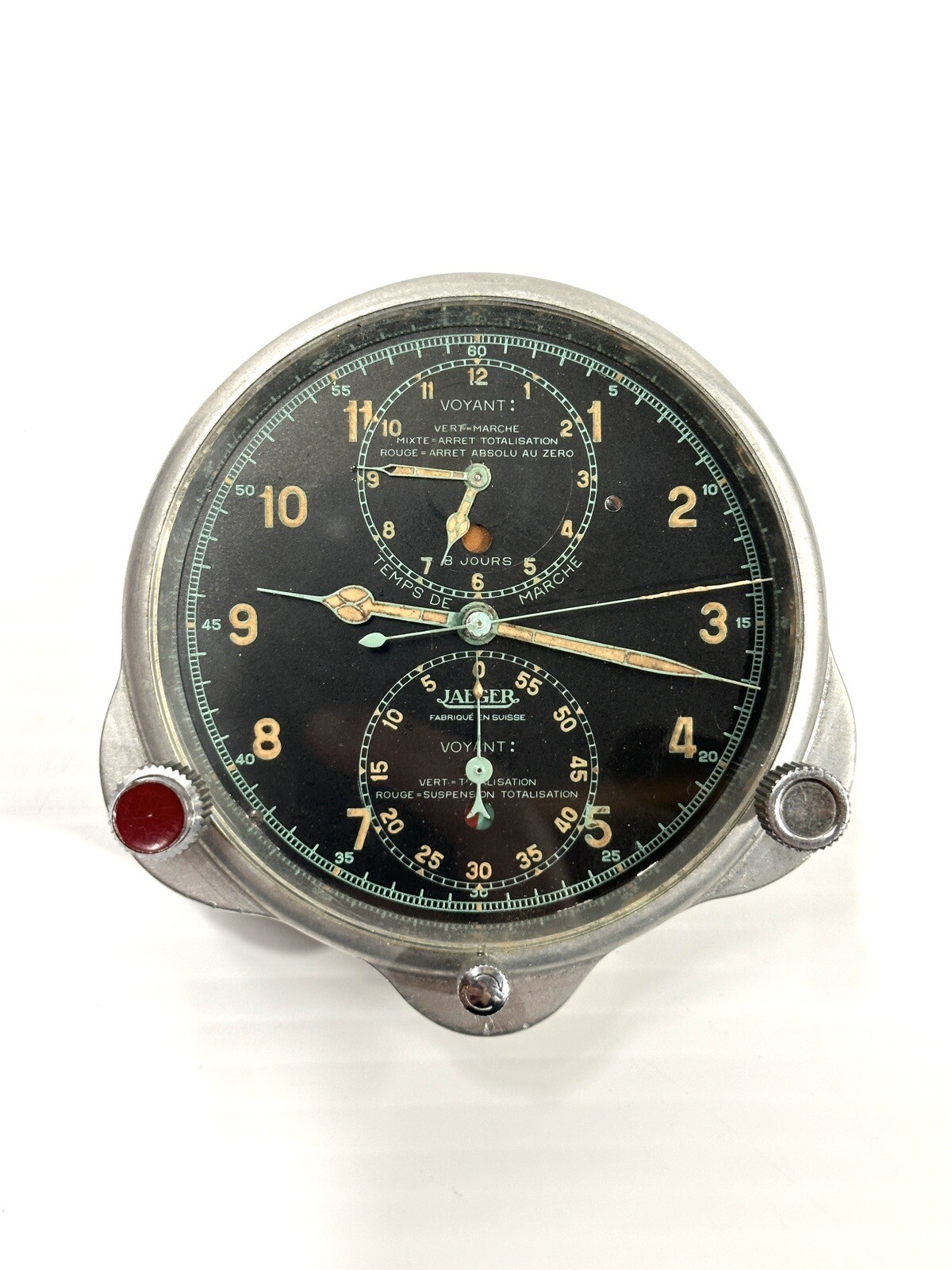 Super Rare Vintage 1925-1950s Jaeger Voyant 8-Day Chronograph Cockpit Clock