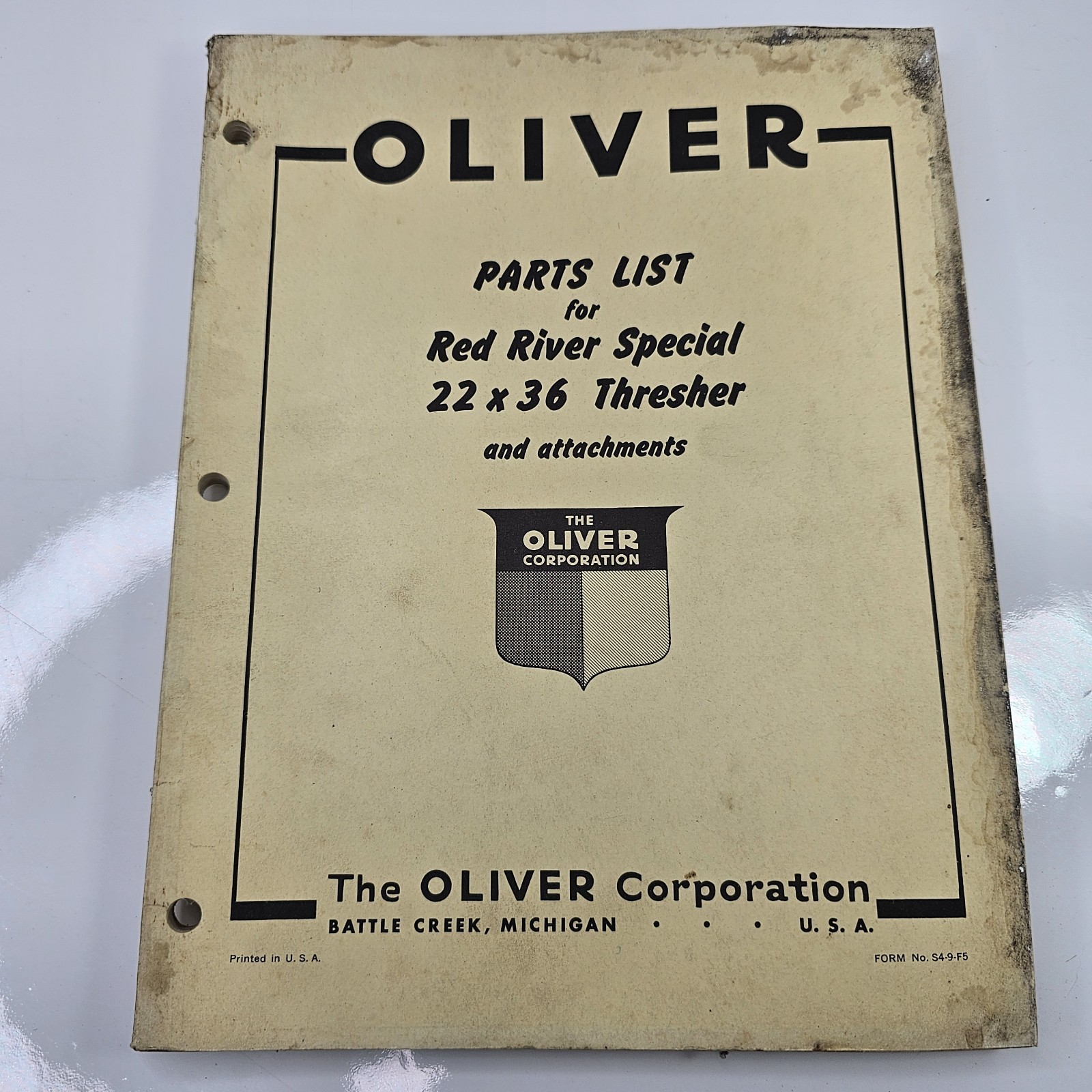 Vintage Oliver Red River Special 22x36 Thresher Parts List Manual S4-9-F5 Vintage Oliver Red River Special 22x36 Thresher Parts List Manual S4-9-F5