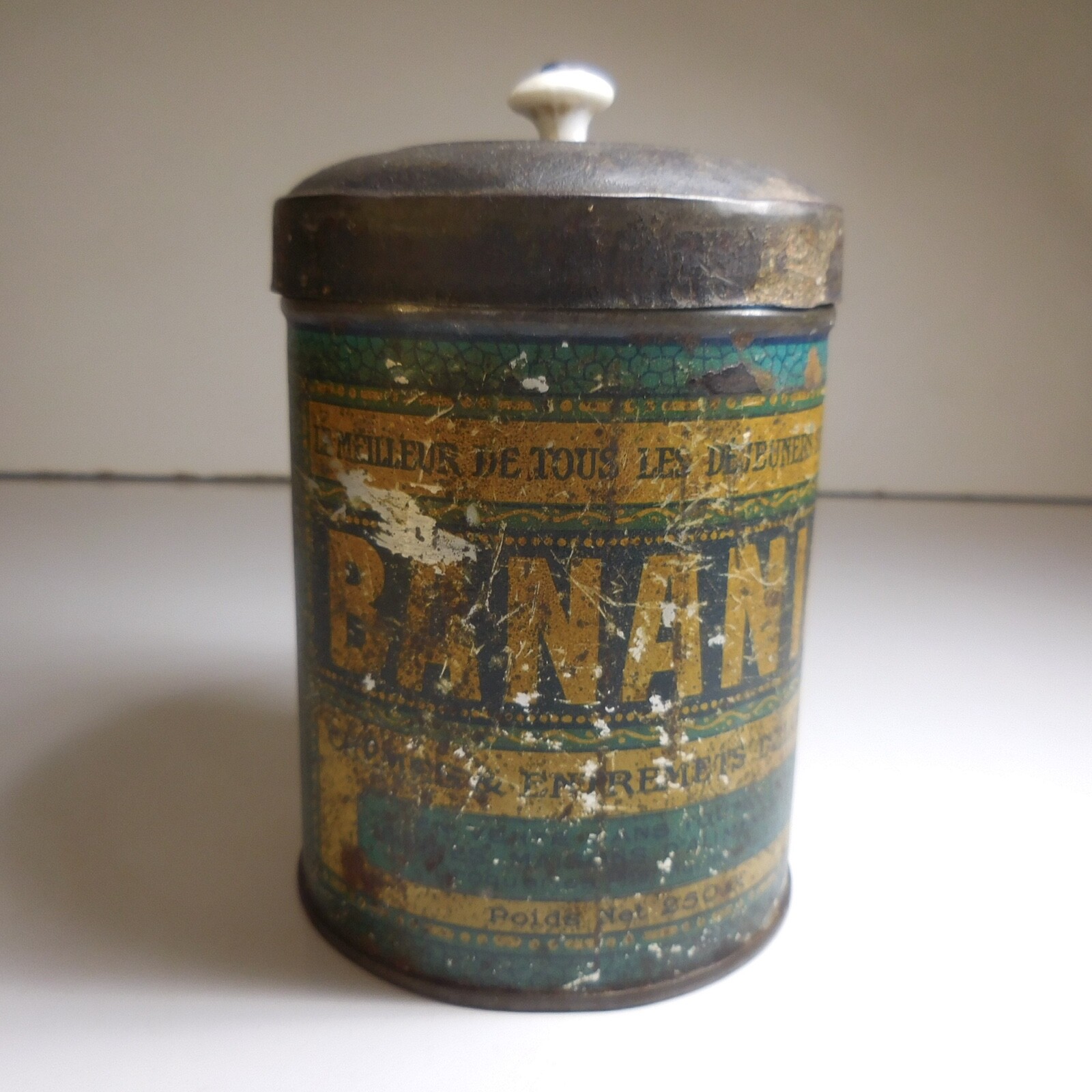 Vintage Metal Food Box BANANIA 1914 Lunch Courbevoie France N8262 Vintage Metal Food Box BANANIA 1914 Lunch Courbevoie France N8262