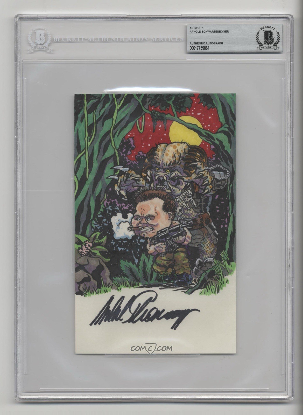 Arnold Schwarzenegger Predator GPK Original Art Sketch Card Signed 1/1 BAS