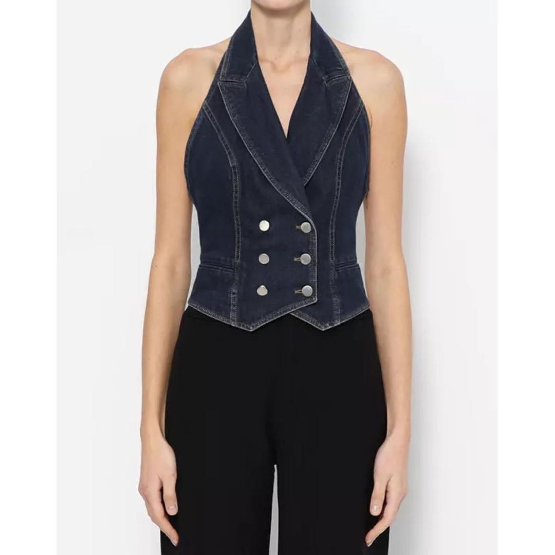 Polar Dior Galliano Stage Denim Vest Gilet Holder Neck Dior Women Rare Luxury De Polar Dior Galliano Stage Denim Vest Gilet Holder Neck Dior Women Rare Luxury De