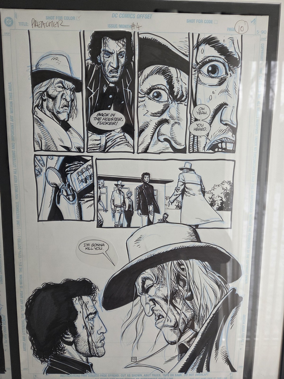 Preacher #4 ORIGINAL ART Steve Dillon Custer Saint Of Killers Preacher #4 ORIGINAL ART Steve Dillon Custer Saint Of Killers