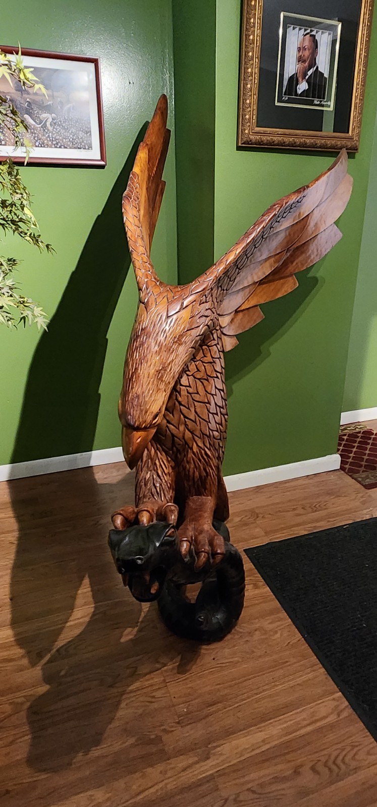 6' Tall, 5' Wide, Hand Carved Wooden Eagle, Capturing an Anaconda. 6' Tall, 5' Wide, Hand Carved Wooden Eagle, Capturing an Anaconda.