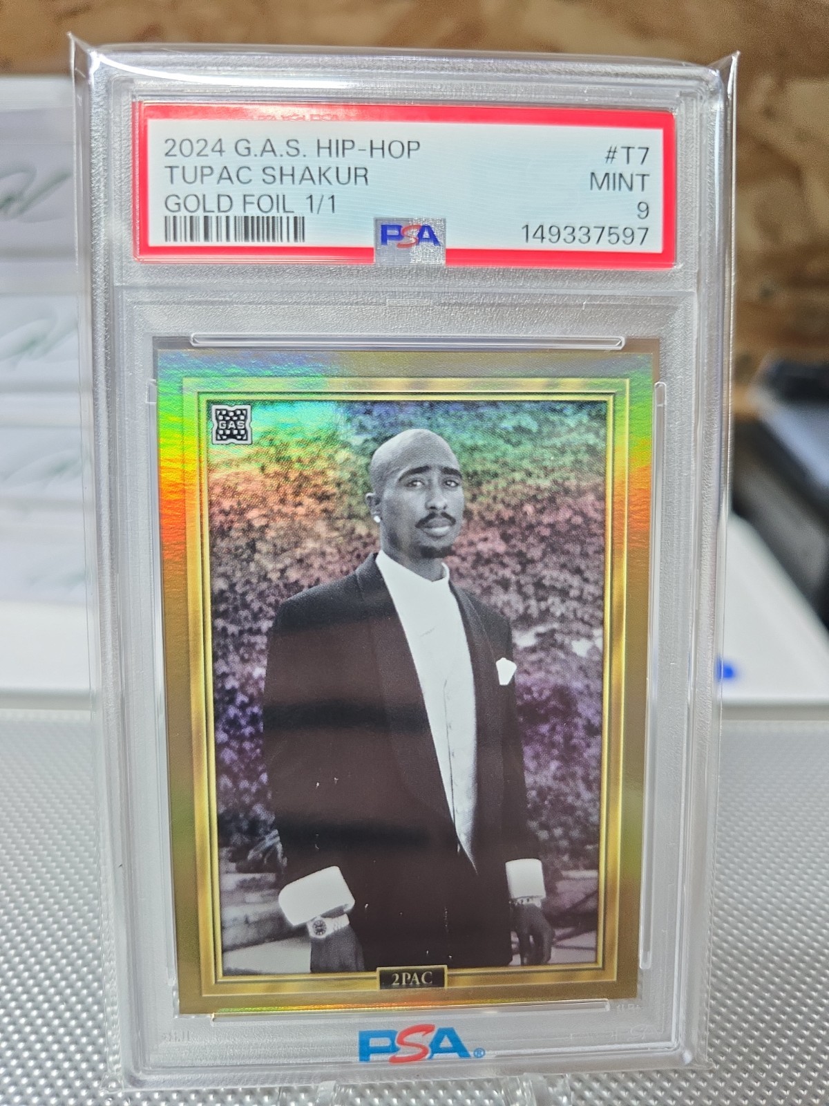 2024 G.A.S. GAS HIP-HOP GOLD FOIL 1/1 #T7 2PAC TUPAC SHAKUR PSA 9 MINT Card 2024 G.A.S. GAS HIP-HOP GOLD FOIL 1/1 #T7 2PAC TUPAC SHAKUR PSA 9 MINT Card