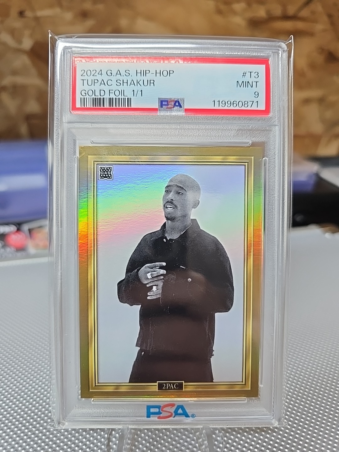 2024 G.A.S. GAS HIP-HOP GOLD FOIL 1/1 #T3 2PAC TUPAC SHAKUR PSA 9 MINT Card 2024 G.A.S. GAS HIP-HOP GOLD FOIL 1/1 #T3 2PAC TUPAC SHAKUR PSA 9 MINT Card