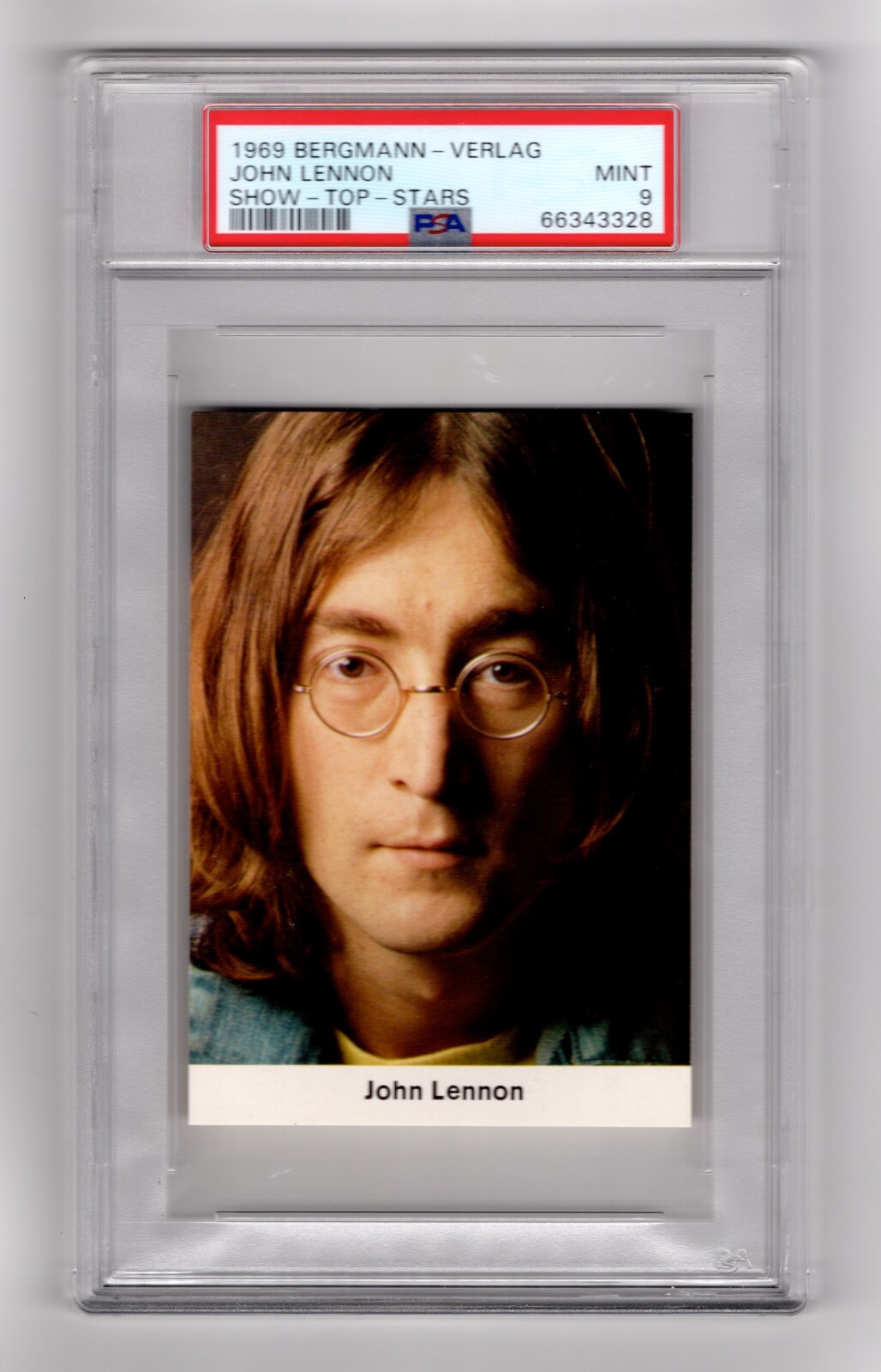 PSA 9 JOHN LENNON of The BEATLES 1969 Bergmann Card THE HIGHEST EVER GRADED 1/1