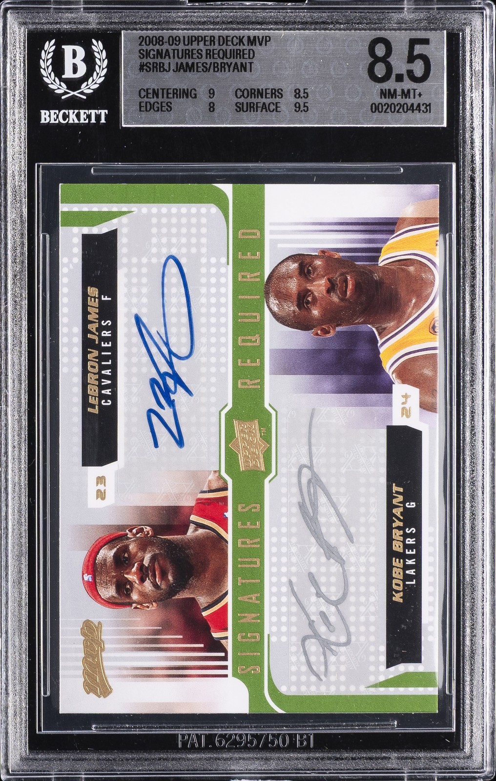 2008-09 UD MVP SIGNATURES REQUIRED #SRBJ LEBRON JAMES/KOBE BRYANT BGS 8.5 2008-09 UD MVP SIGNATURES REQUIRED #SRBJ LEBRON JAMES/KOBE BRYANT BGS 8.5