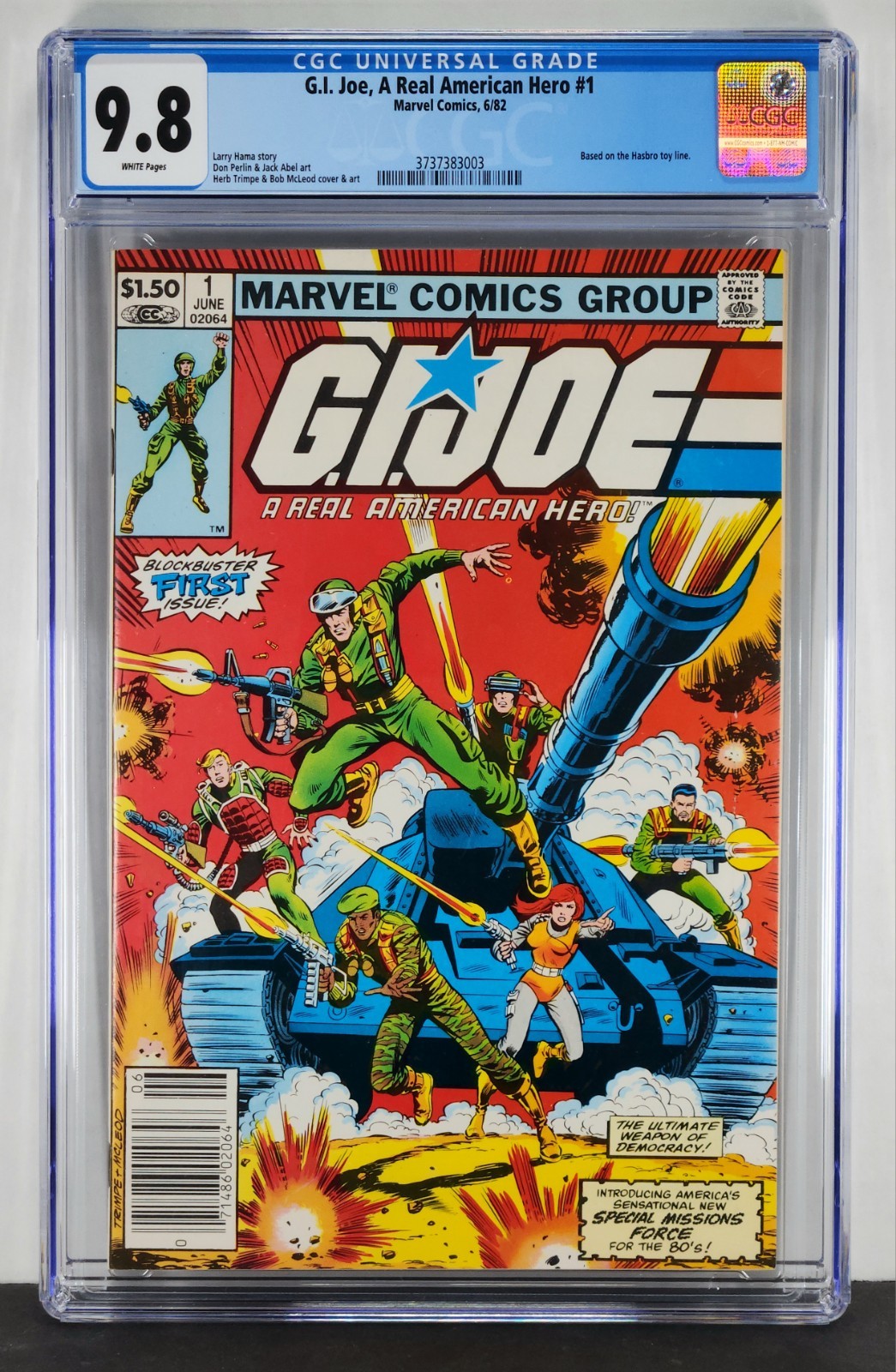 G.I. Joe Real American Hero #1 CGC 9.8 Newsstand 1982 Hama Trimpe 1st Snake Eyes G.I. Joe Real American Hero #1 CGC 9.8 Newsstand 1982 Hama Trimpe 1st Snake Eyes