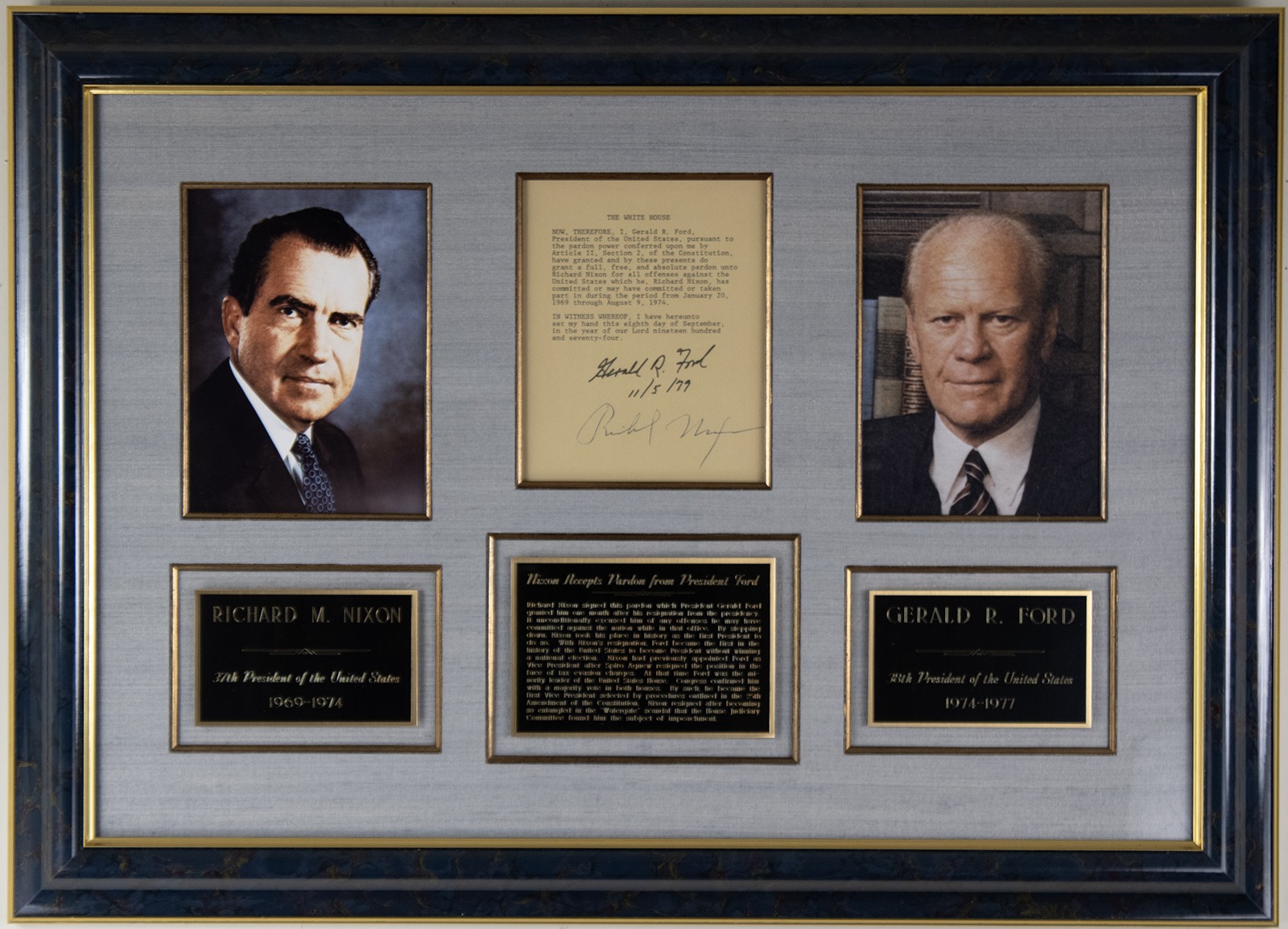RICHARD M. NIXON - TYPESCRIPT SIGNED 11/05/1979 CO-SIGNED BY: GERALD R. FORD