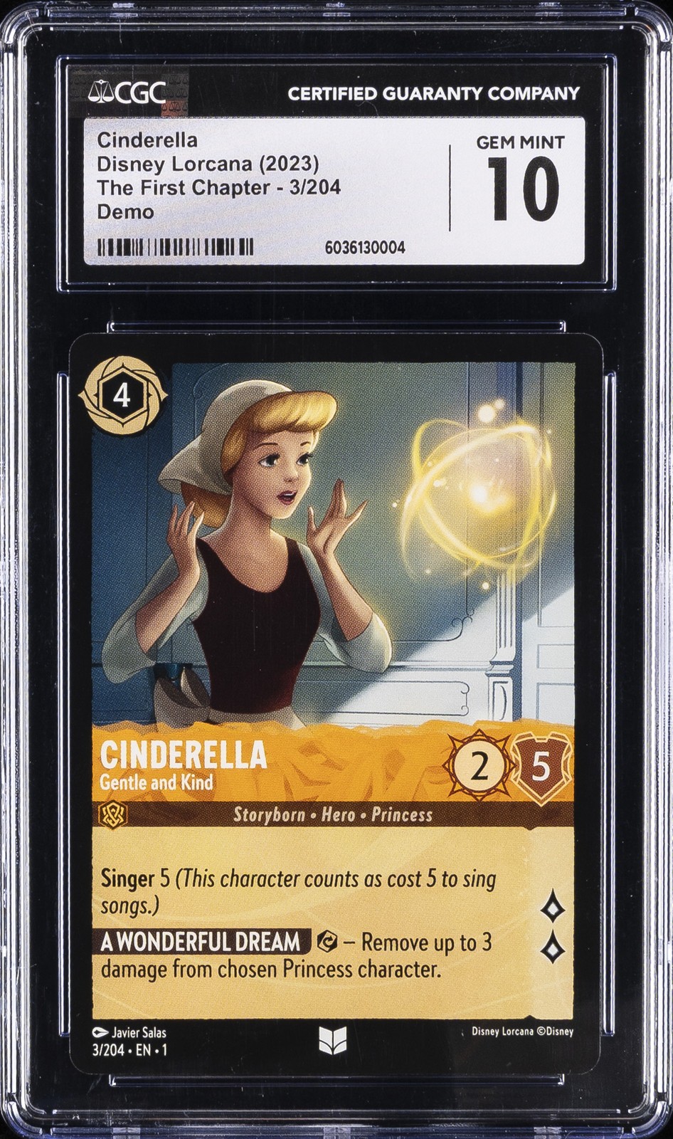 2023 THE FIRST CHAPTER DEMO #3/204 CINDERELLA CGC 10 GEM MINT 2023 THE FIRST CHAPTER DEMO #3/204 CINDERELLA CGC 10 GEM MINT