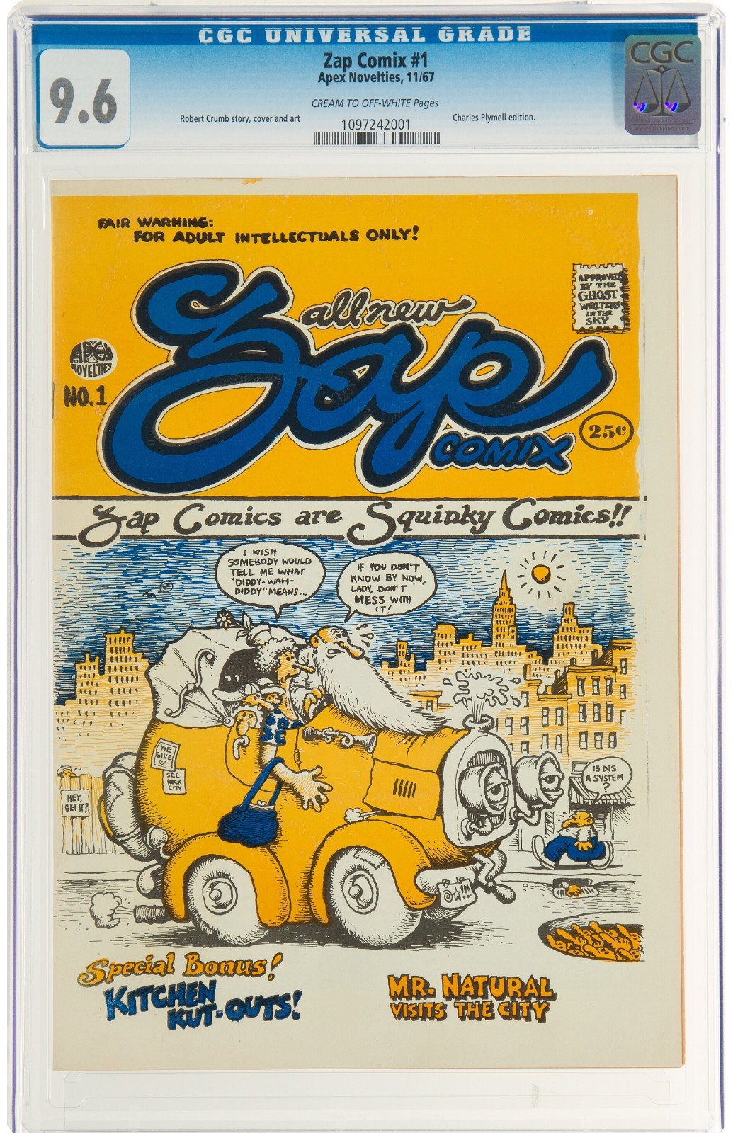 #1 Plymell 1st Printing Zap Comix CGC NM+ 9.6 Cream to offwhite page None Higher #1 Plymell 1st Printing Zap Comix CGC NM+ 9.6 Cream to offwhite page None Higher