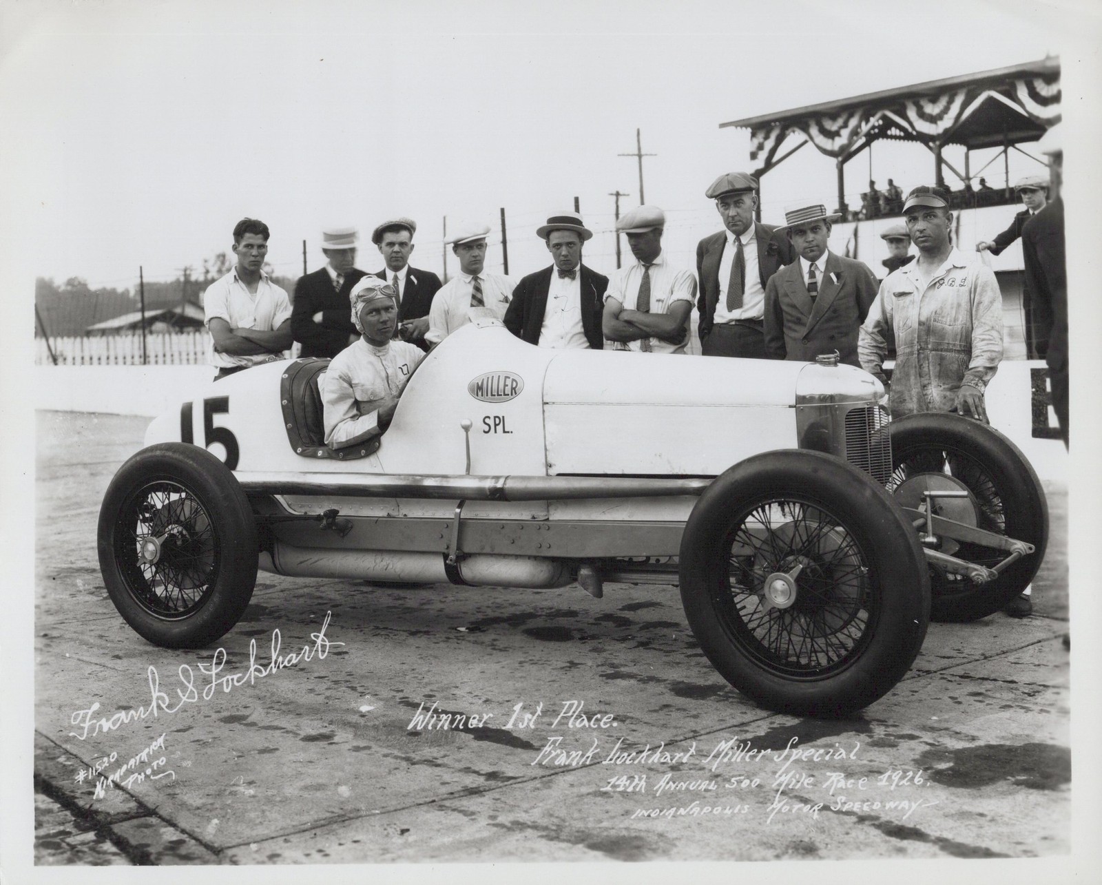 Frank Lockhart Indy 500 Rookie Indianapolis 1926 - Himes Estate c1950s Photo Frank Lockhart Indy 500 Rookie Indianapolis 1926 - Himes Estate c1950s Photo