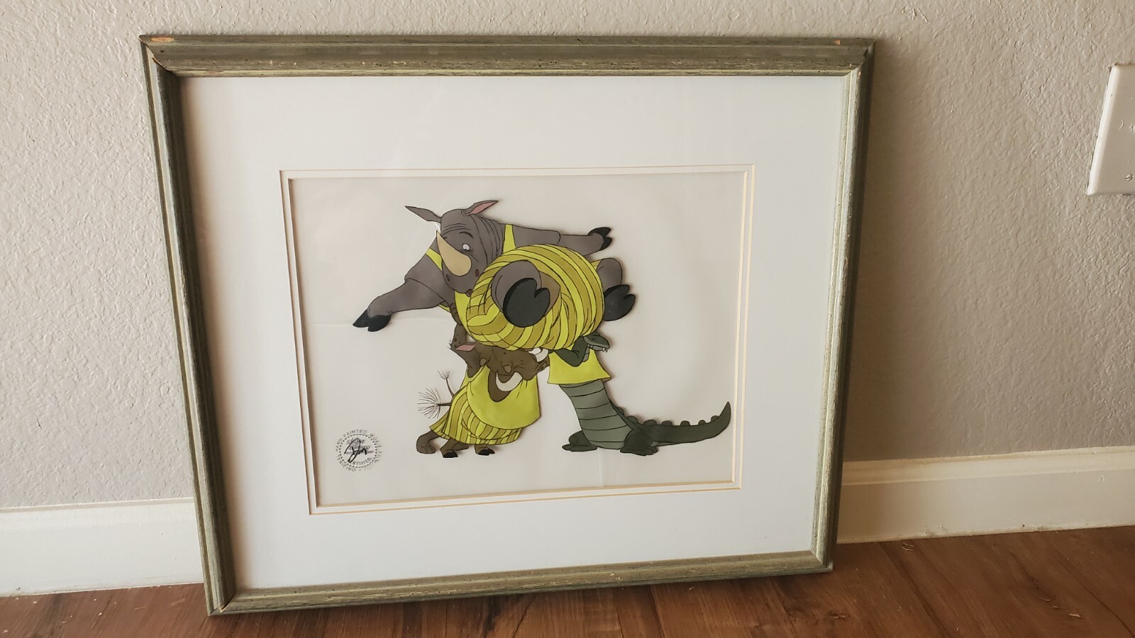 1971 Disney Hand Painted Original Film Cel Movie Bedknobs and Broom Sticks Rhino 1971 Disney Hand Painted Original Film Cel Movie Bedknobs and Broom Sticks Rhino