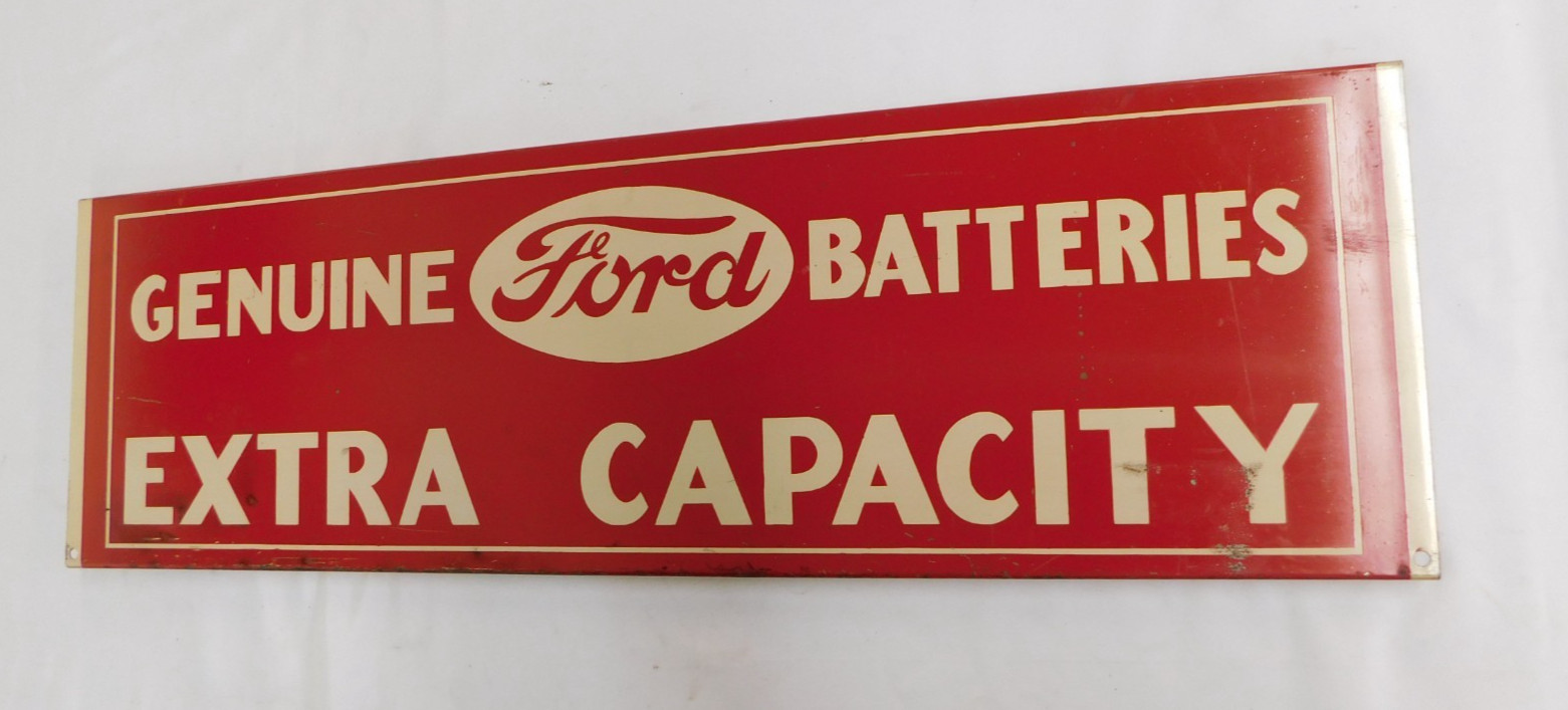 OEM Original Ford Genuine Batteries Sign 1940's Battery Rack Display OEM Original Ford Genuine Batteries Sign 1940's Battery Rack Display