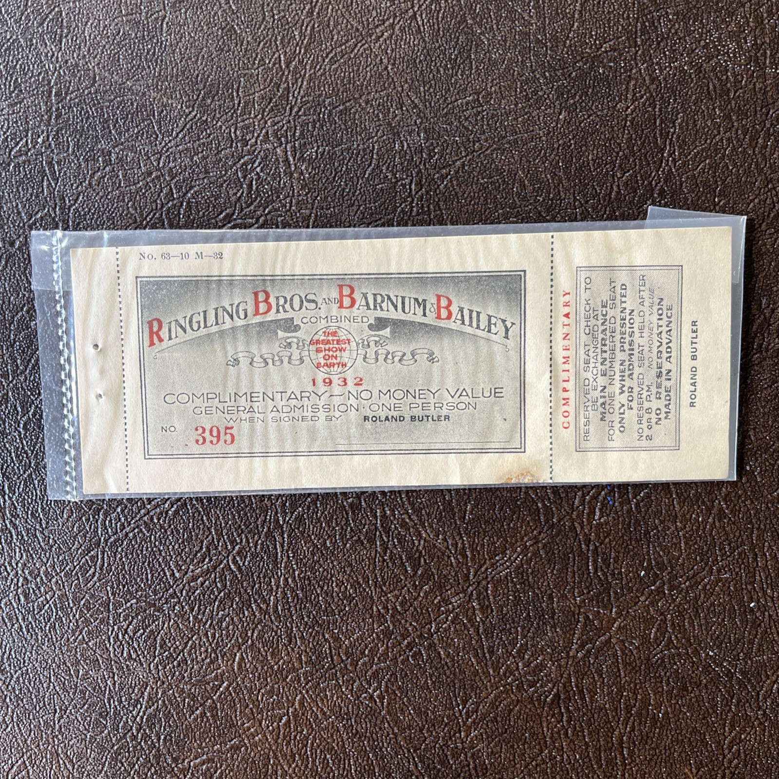 1932 RINGLING BROS AND BARNUM & BAILEY CIRCUS TICKET MJR 1932 RINGLING BROS AND BARNUM & BAILEY CIRCUS TICKET MJR