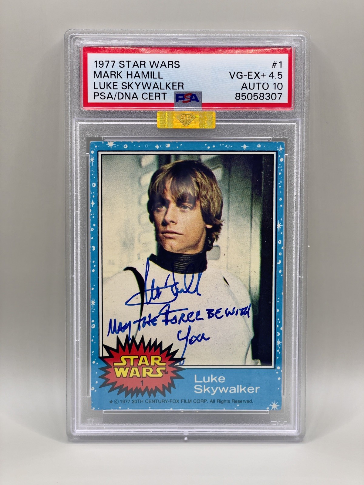 1977 Topps Star Wars Luke Skywalker #1 Mark Hamill PSA 4.5 Auto 10 MBA GOLD 1977 Topps Star Wars Luke Skywalker #1 Mark Hamill PSA 4.5 Auto 10 MBA GOLD