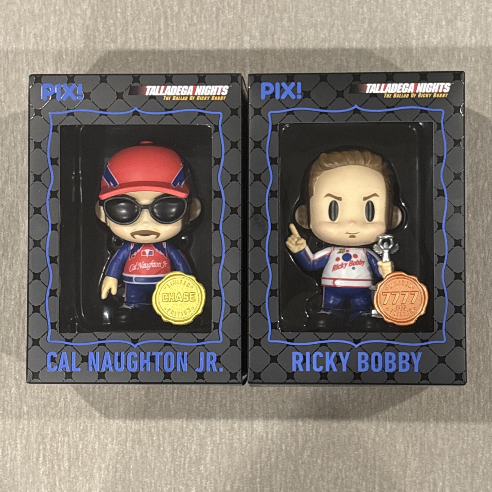 Thrilljoy Pix Talladega Nights Ricky Bobby & Cal Naughton Jr. Chase Figure Pair Thrilljoy Pix Talladega Nights Ricky Bobby & Cal Naughton Jr. Chase Figure Pair