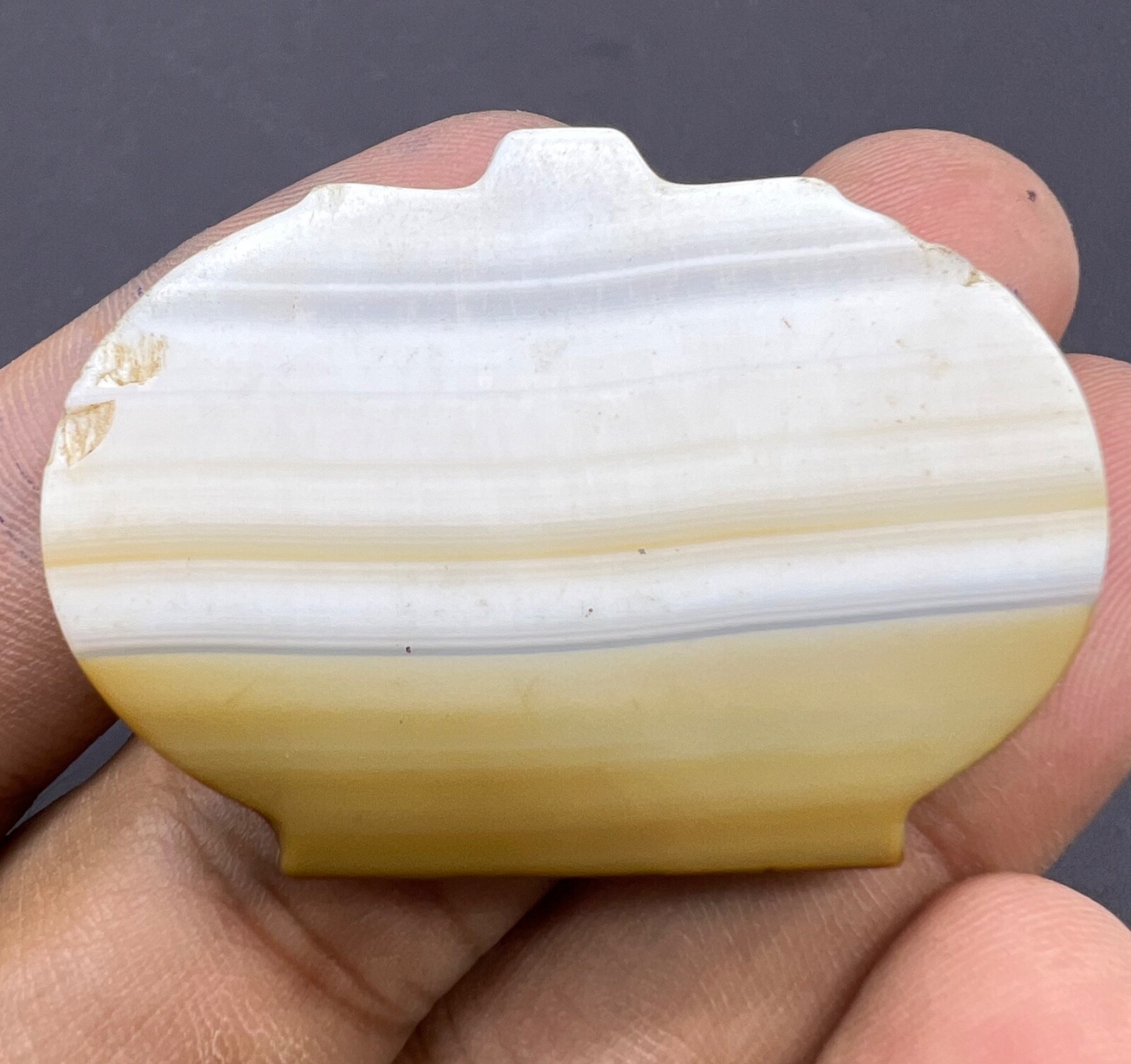 Middle Eastern Antiquités Ancient Old Syrian Banded Agate Islamic Amulet Pendnet