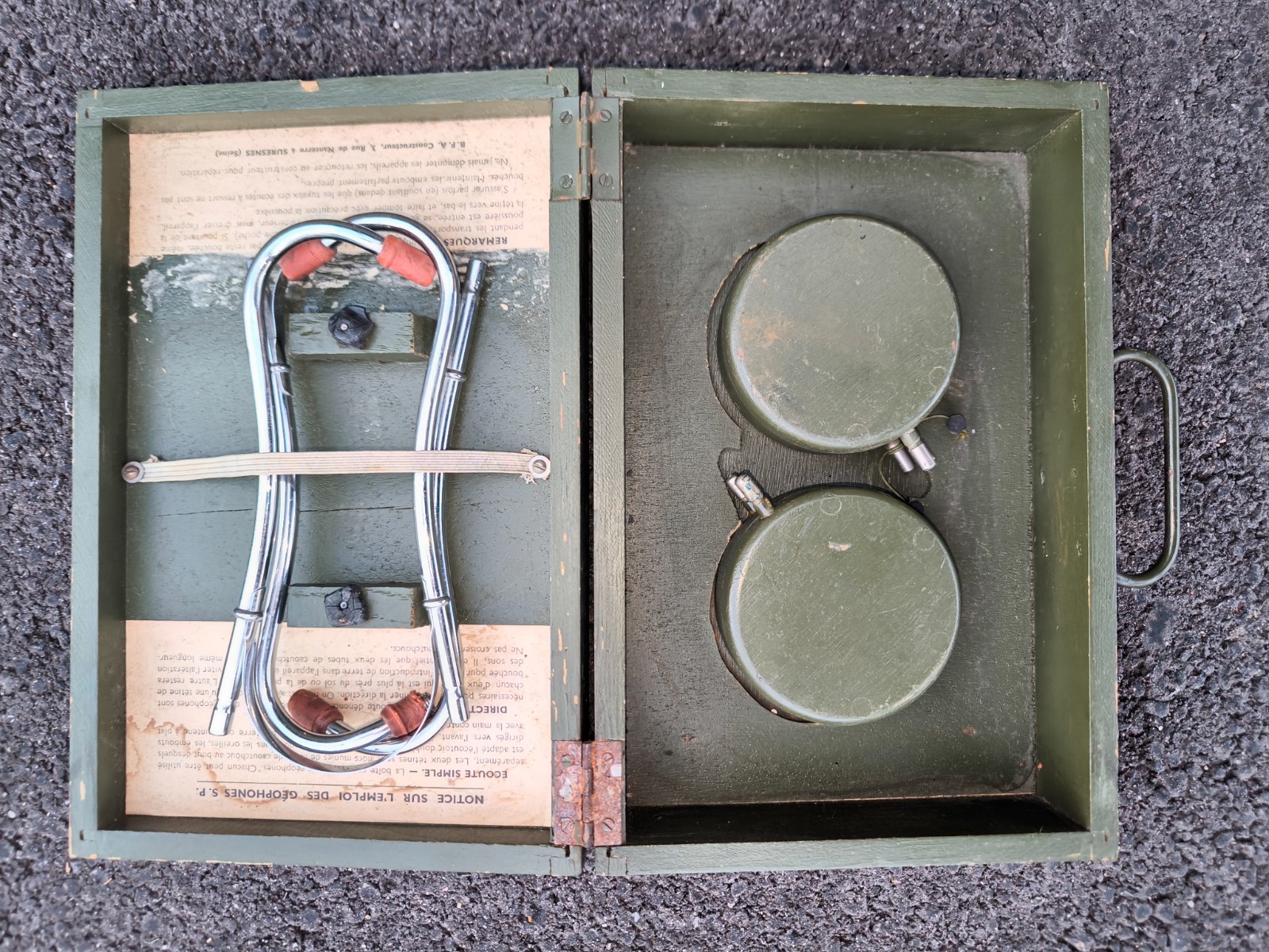 Rare Geophone SP 16 in Box Engineer Mine Listening Floor Gallery Hairy WW1 1916 1918