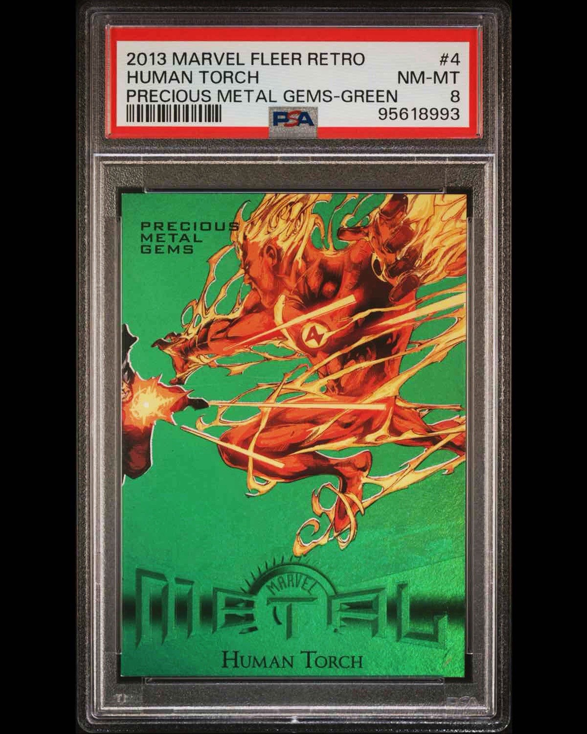 2013 Fleer Retro Marvel Precious Metal Gems PMG GREEN Human Torch /10