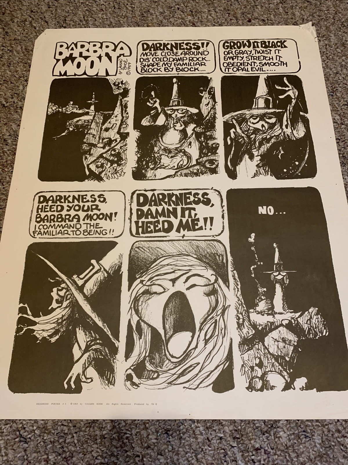 1969 Rare Vintage Vaughn Bode Deadbone #4 Poster Barbra Moon 1969 Rare Vintage Vaughn Bode Deadbone #4 Poster Barbra Moon