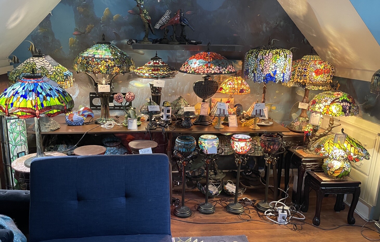 Tiffany Lamp Collection 60+ Lamps Older Reproductions. 30 Year Old Collection Tiffany Lamp Collection 60+ Lamps Older Reproductions. 30 Year Old Collection