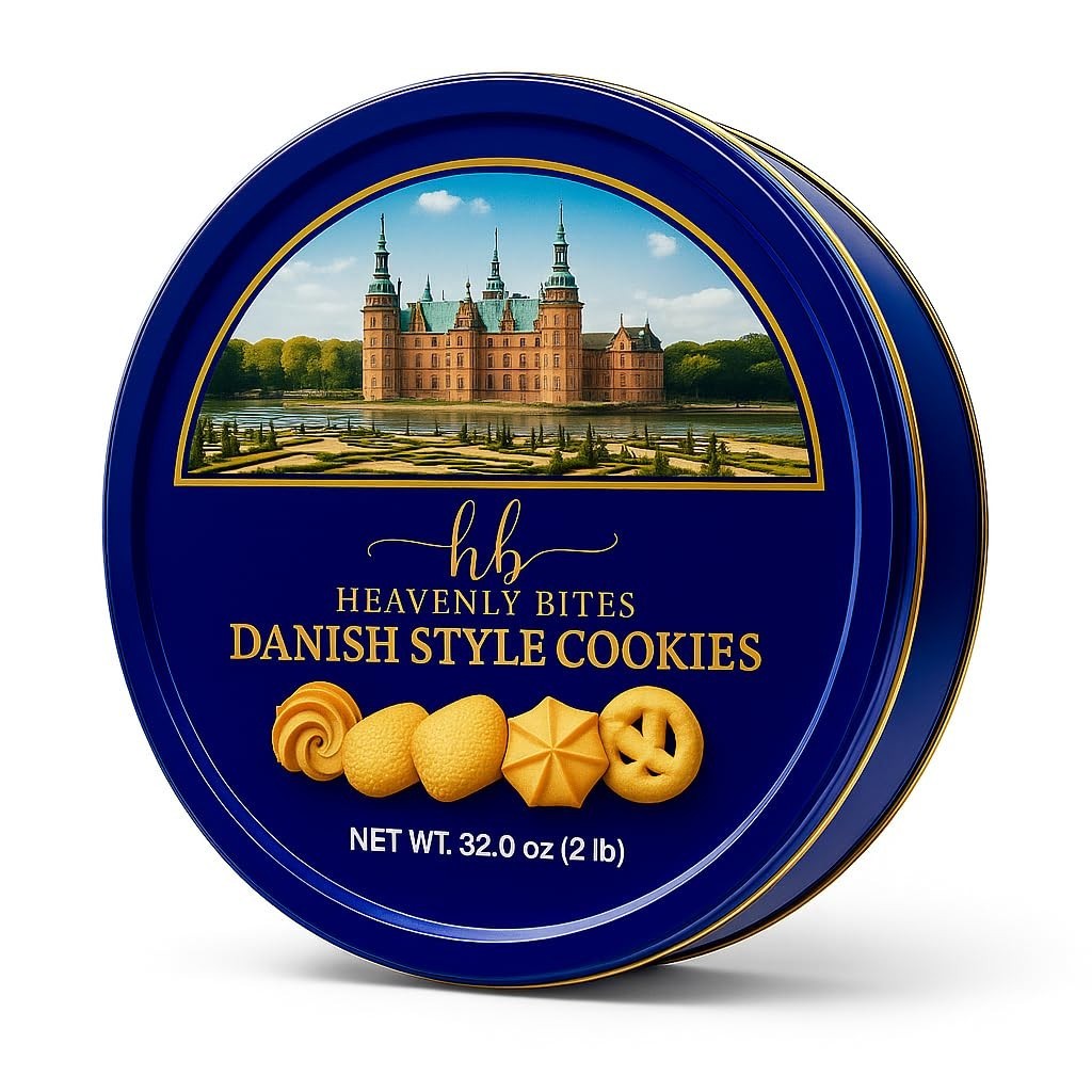 Danish Style Butter Cookies in Metal Tin - 32 Oz, 6 Pack - Gourmet Treats