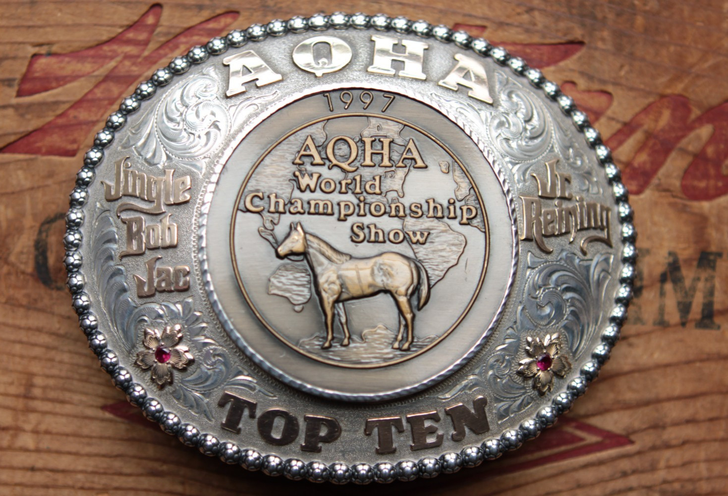 Gist Sterling Silver AQHA Top Ten Jr. Reining Cowboy Trophy Belt Buckle
