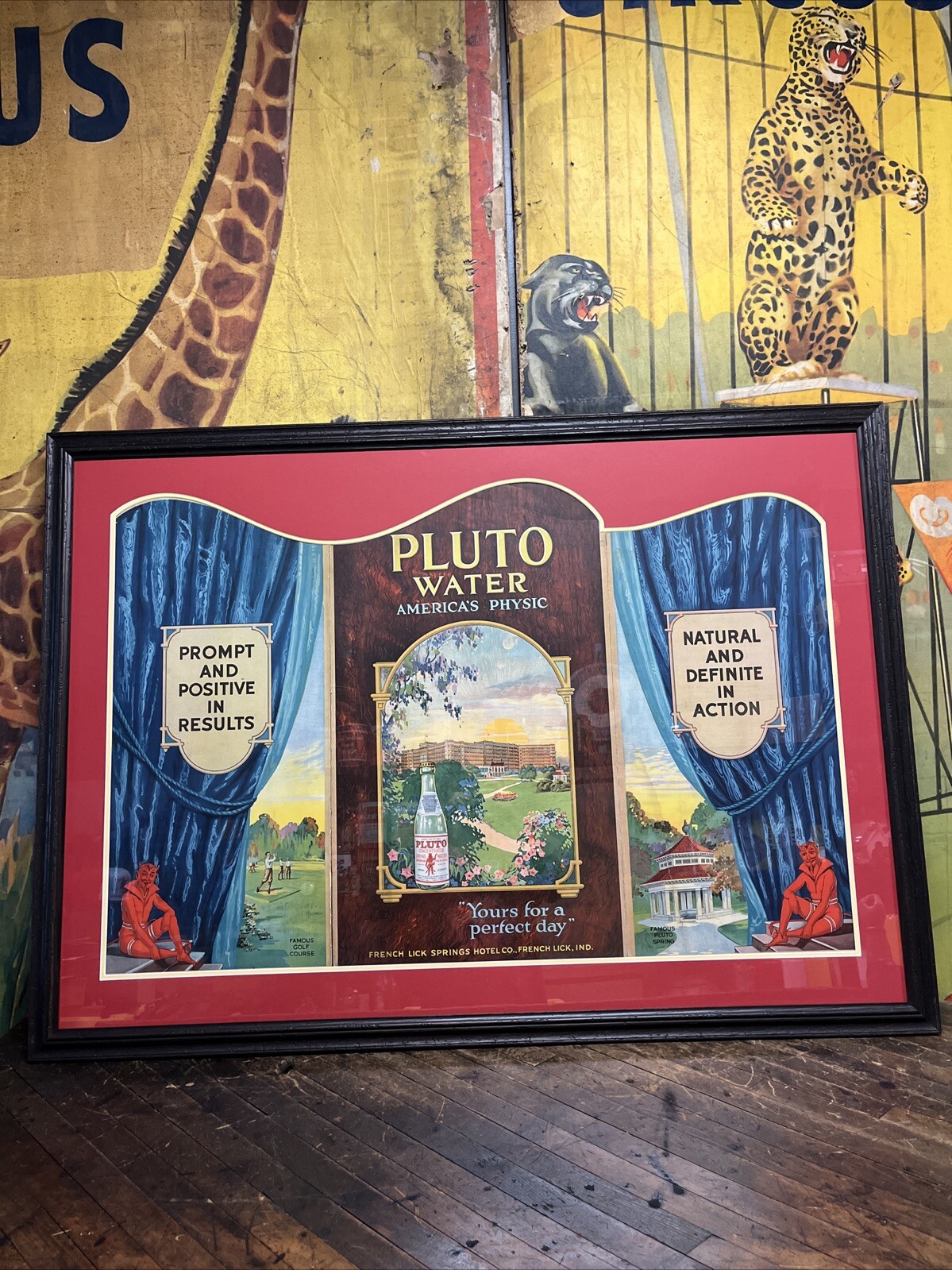 VINTAGE PLUTO WATER TRIFOLD CARDBOARD SIGN FRENCH LICK HOTEL INDIANA DEVIL SATAN VINTAGE PLUTO WATER TRIFOLD CARDBOARD SIGN FRENCH LICK HOTEL INDIANA DEVIL SATAN