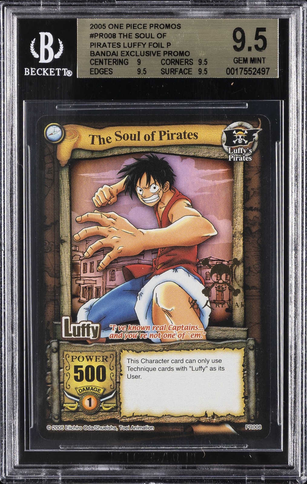 2005 ONE PIECE PROMOS BANDAI EXCLUSIVE PROMO - P THE SOUL OF PIRATES BGS 9.5
