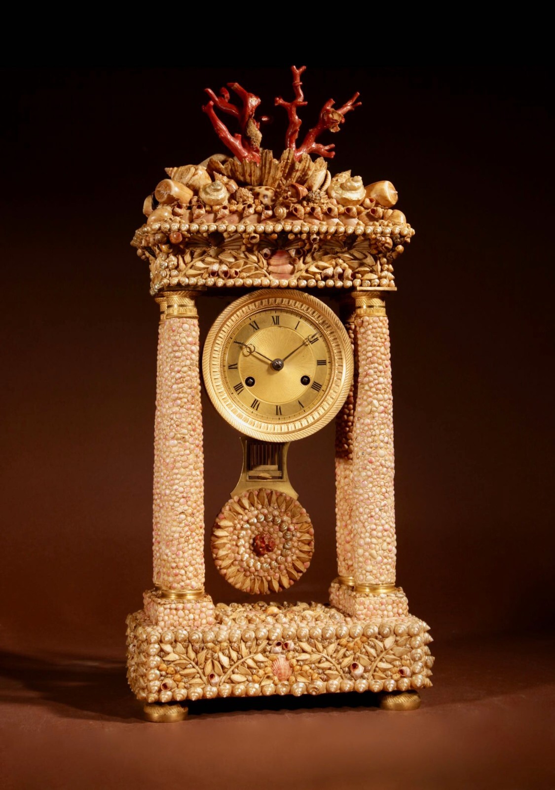 Impressive Italian Grotto Style Portico Clock, Italian/French Circa 1830