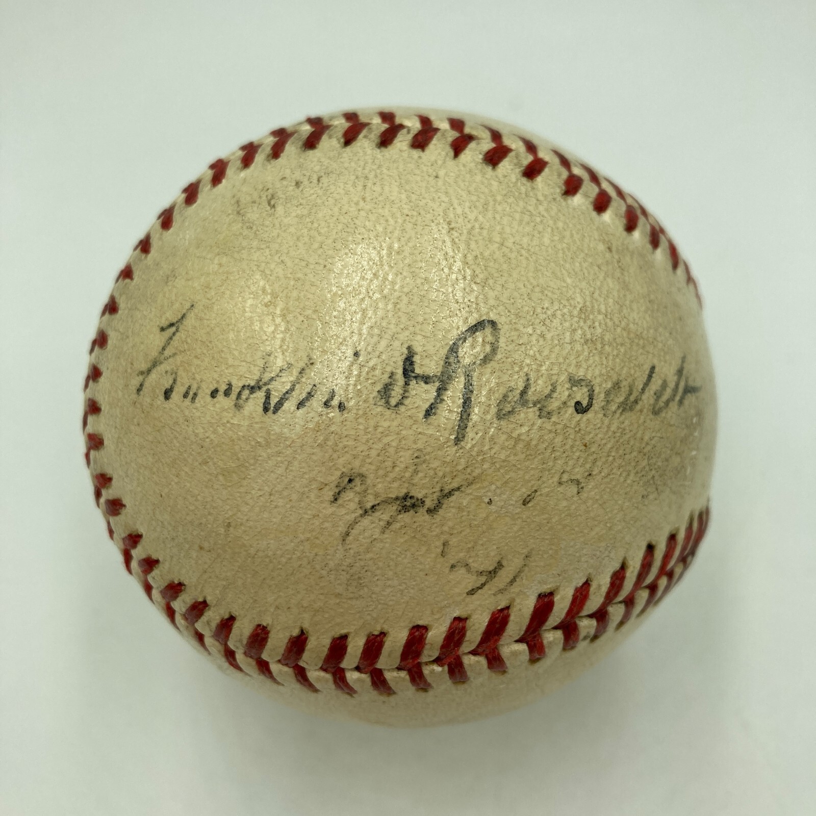 President Franklin D. Roosevelt First Pitch Signed Baseball April 14, 1941 JSA