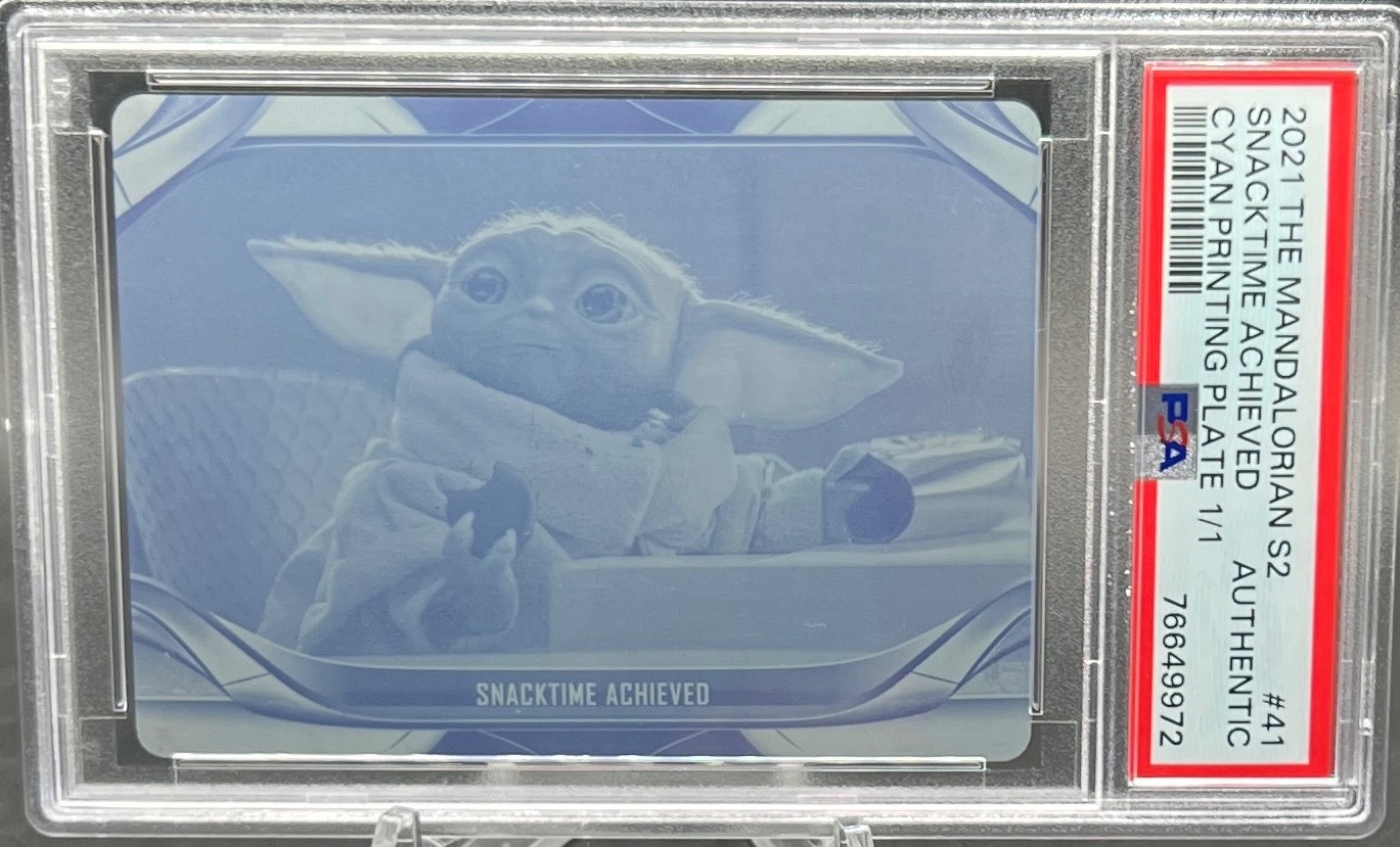 2021 1/1 Star Wars Mandalorian S2 Grogu Snack Time Achieved Printing Plate PSA 2021 1/1 Star Wars Mandalorian S2 Grogu Snack Time Achieved Printing Plate PSA