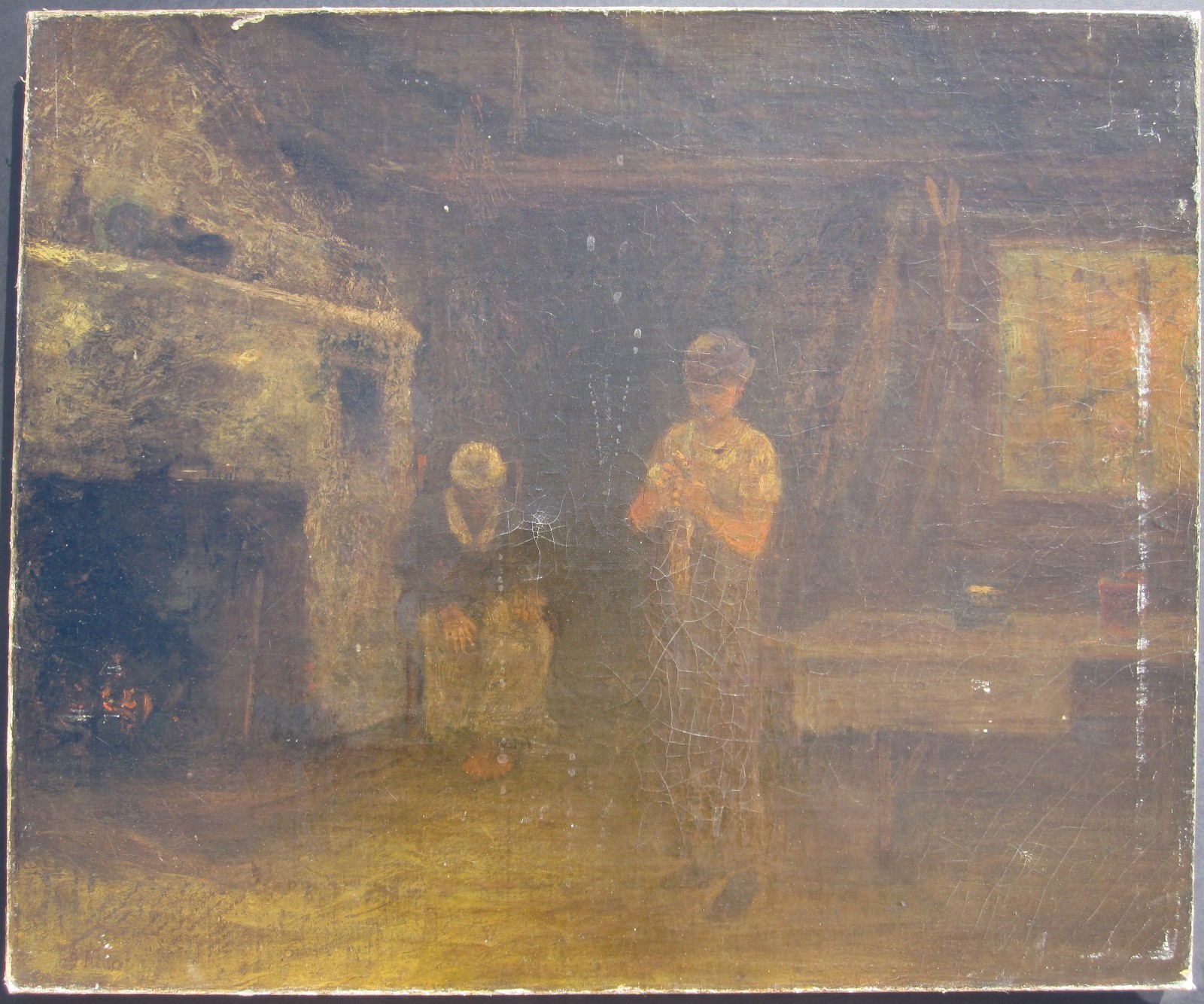ANTIQUE 1882 AMERICAN GEORGE FULLER 1857/58 AL AFRICAN AMERICAN CABIN PAINTING ANTIQUE 1882 AMERICAN GEORGE FULLER 1857/58 AL AFRICAN AMERICAN CABIN PAINTING