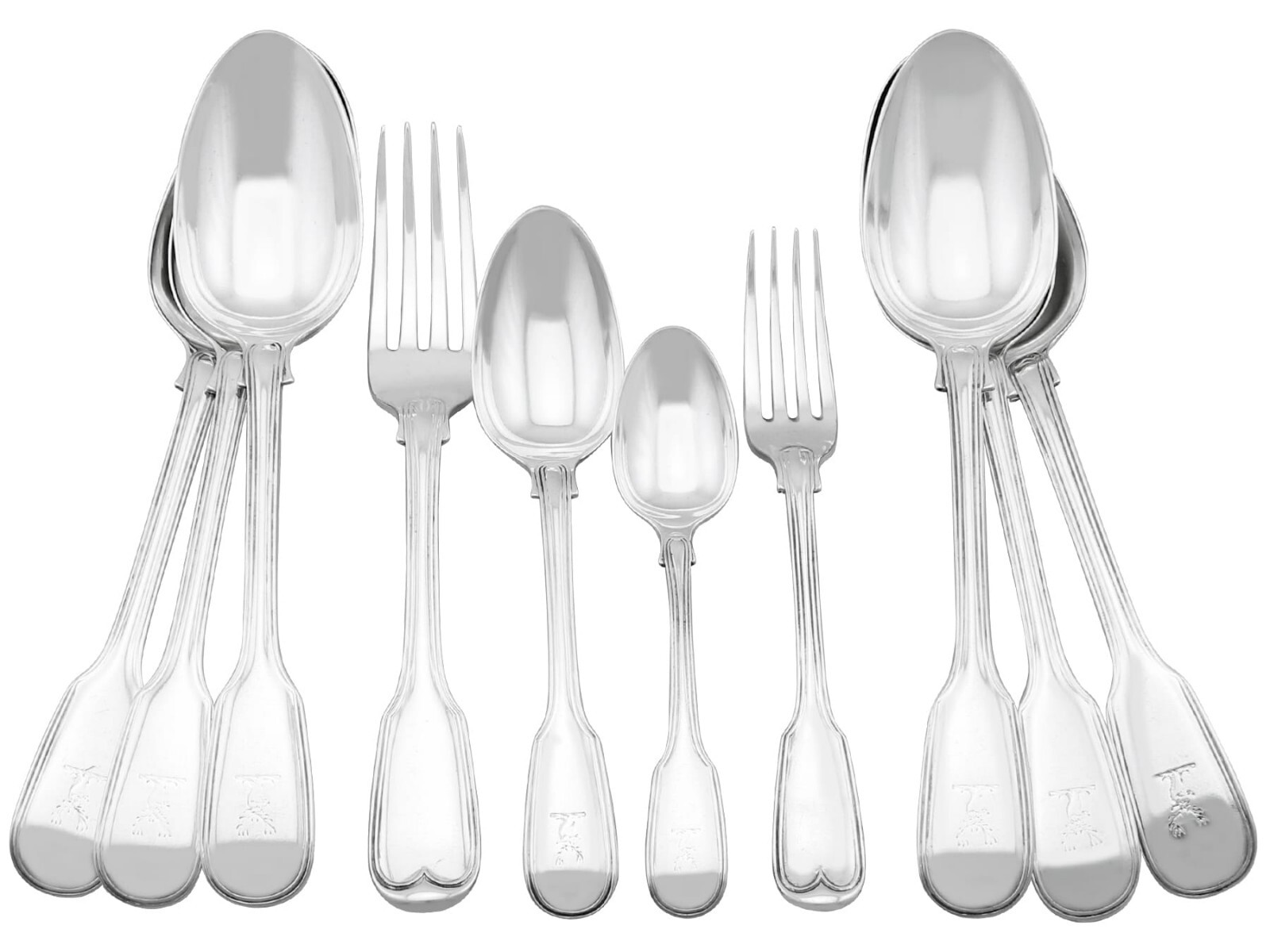 Antique Victorian Sterling Silver Canteen of Cutlery For Twelve Persons Antique Victorian Sterling Silver Canteen of Cutlery For Twelve Persons