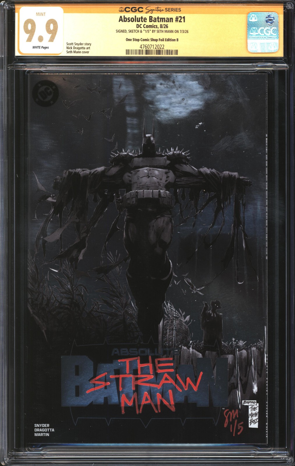 Absolute Batman (2024) #21 One Stop Comic Shop Foil Edition B CGC Signature Seri