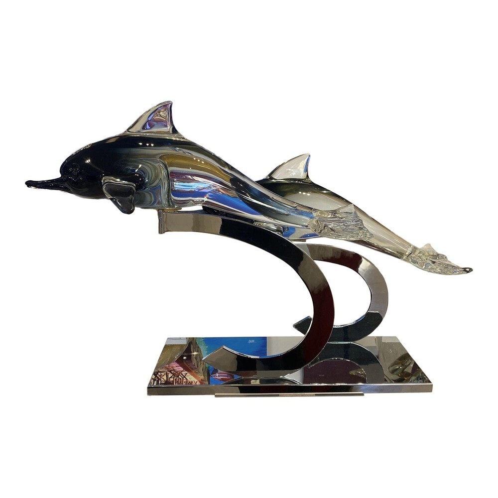$5,000 Off Murano Glass Monumental Dolphins on Stand by Oscar Zanetti $5,000 Off Murano Glass Monumental Dolphins on Stand by Oscar Zanetti